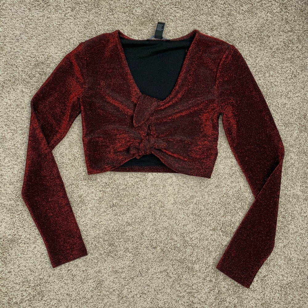 Forever21 Glitter nylon/polyester crop top